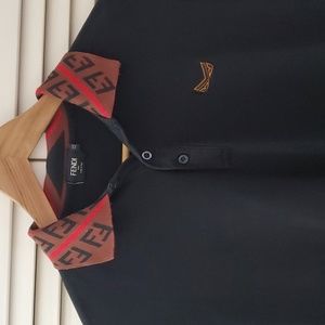 Fendi Classic Polo with Fendi logo on collar, womans size XL